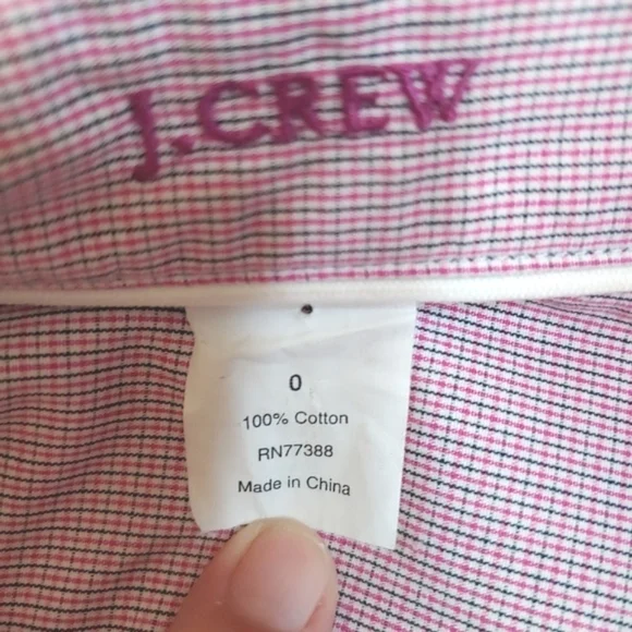 J Crew Button Down Plaid Shirt Top size 0 White Collar -412 - Picture 5 of 8